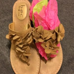 Tan- flower flip flops